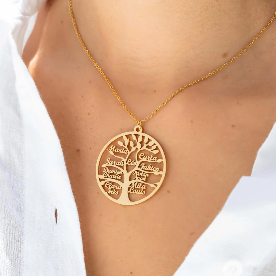 COLLIER ARBRE DE VIE ｜JUSQU'À 9 PRÉNOMS